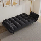 Black 57 Convertible Loveseat Sofa Bed with Adjustable Backrest, Pillows