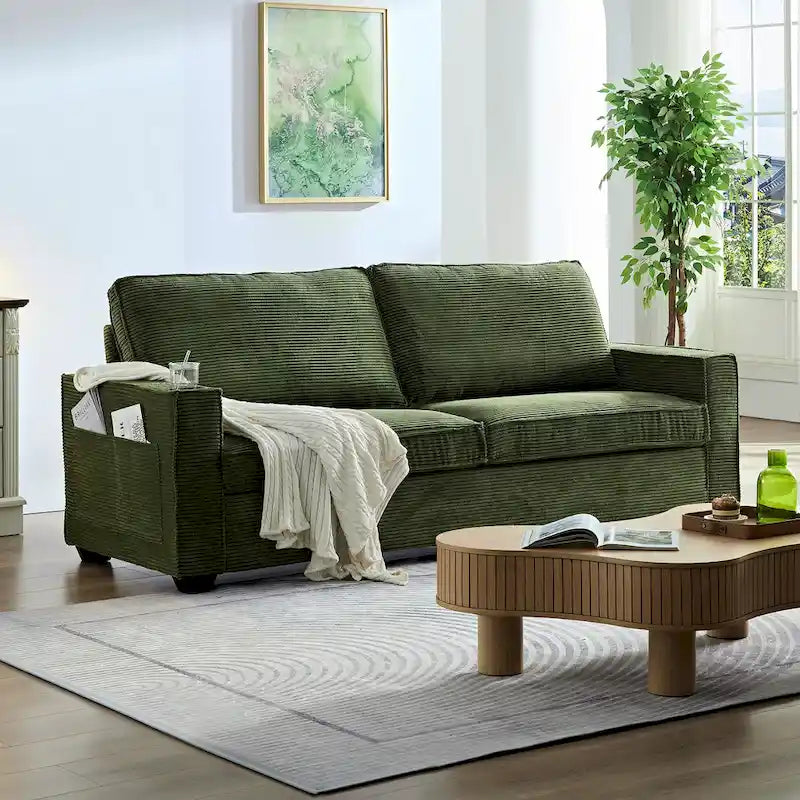 Divano in Velluto a Coste dal Design Moderno per Soggiorno