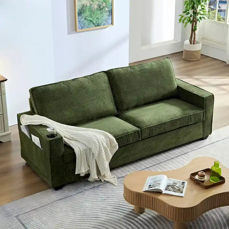 Divano in Velluto a Coste dal Design Moderno per Soggiorno
