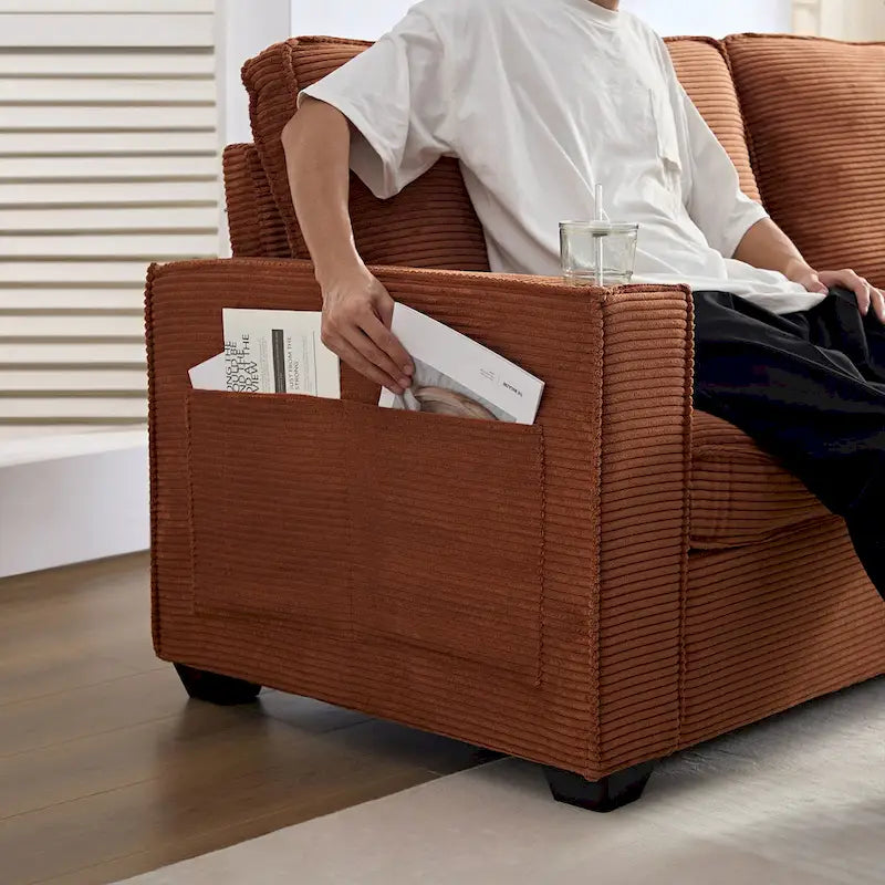Divano in Velluto a Coste dal Design Moderno per Soggiorno