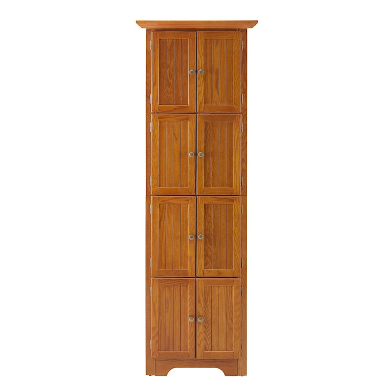 Dispensa angolare da cucina a 4 ripiani da 72" con 8 ante, armadio alto, armadio angolare, ripiani regolabili, libreria