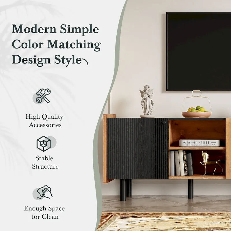 Brown 61" TV Stand with 3 Cabinets for Up to 70" TVs