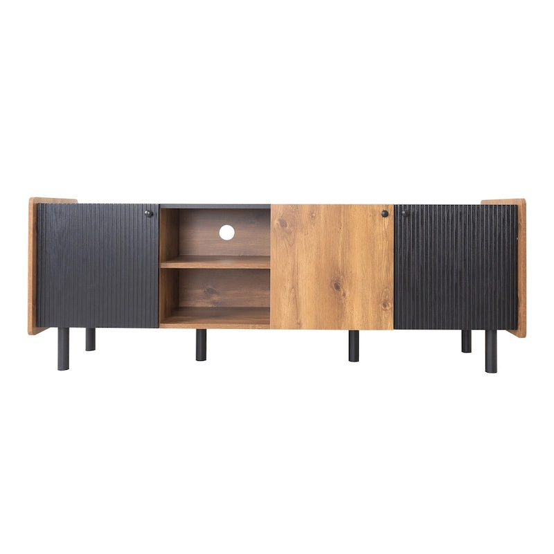 Brown 61" TV Stand with 3 Cabinets for Up to 70" TVs