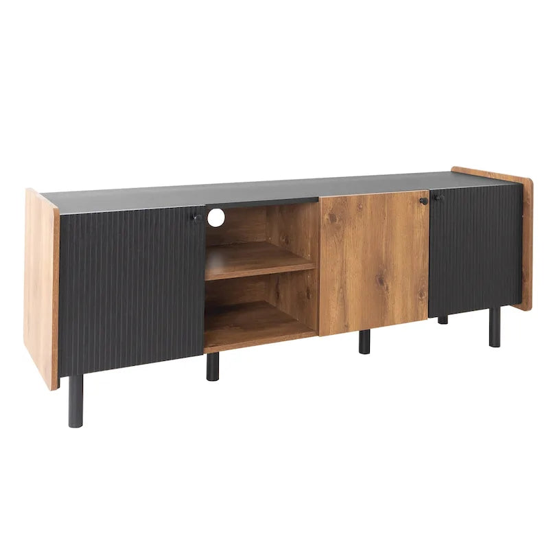 Brown 61" TV Stand with 3 Cabinets for Up to 70" TVs