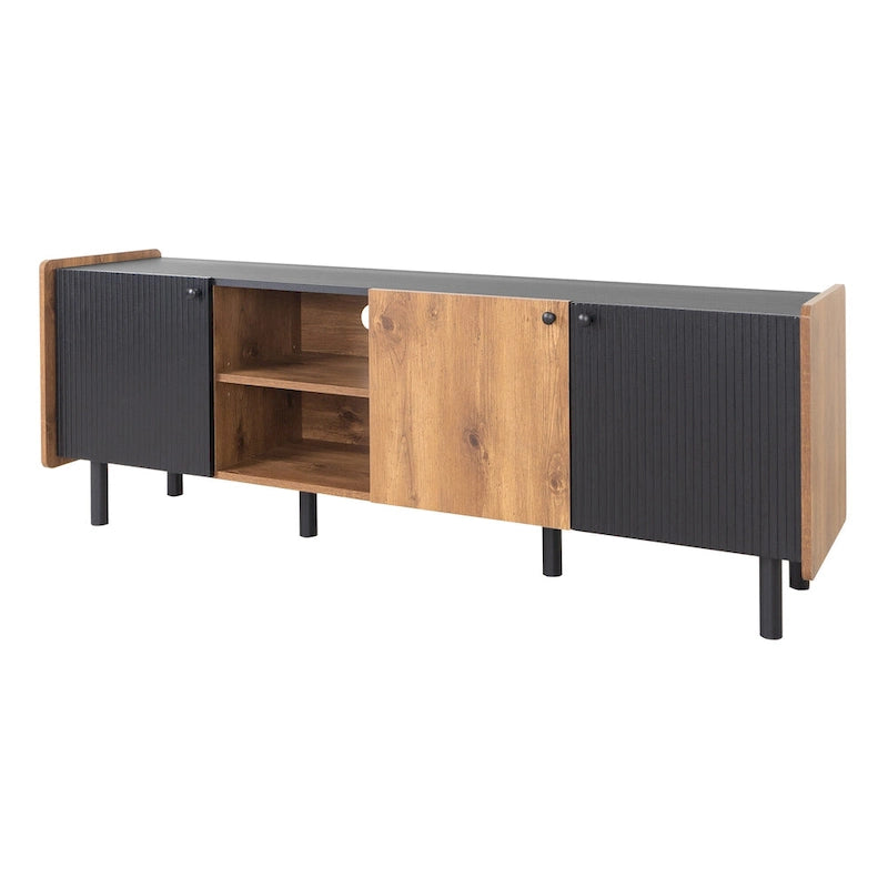 Brown 61" TV Stand with 3 Cabinets for Up to 70" TVs