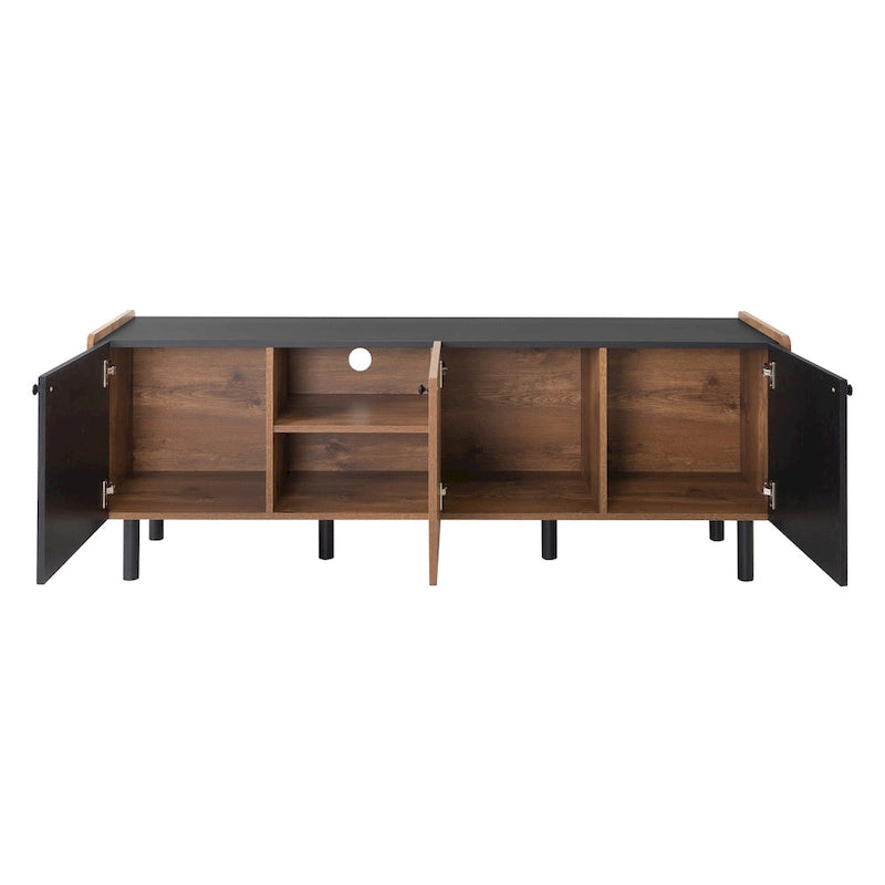 Brown 61" TV Stand with 3 Cabinets for Up to 70" TVs