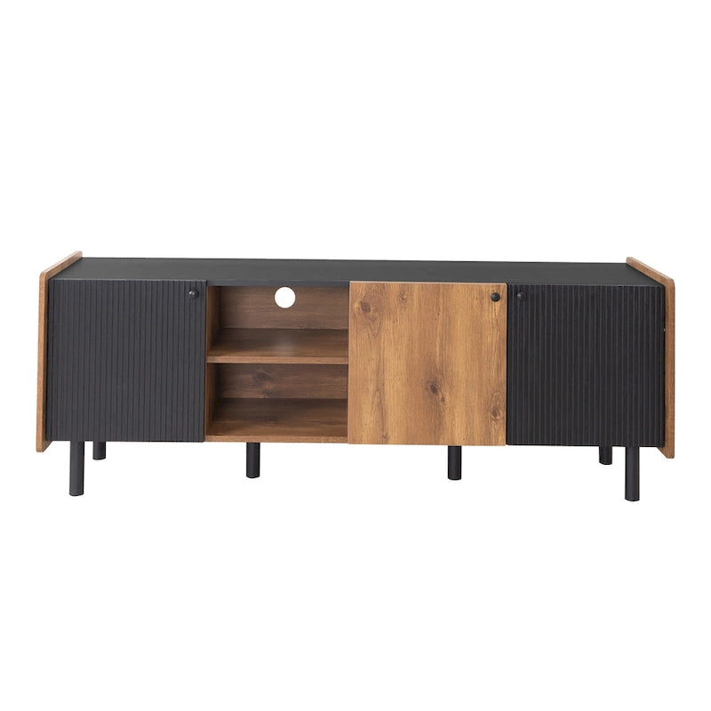 Brown 61" TV Stand with 3 Cabinets for Up to 70" TVs