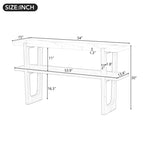 Retro Elegant Console Table with Marble-Effect Top & Versatile Storage