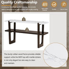 Retro Elegant Console Table with Marble-Effect Top & Versatile Storage