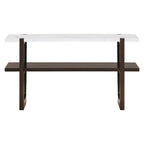 Retro Elegant Console Table with Marble-Effect Top & Versatile Storage