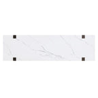 Retro Elegant Console Table with Marble-Effect Top & Versatile Storage