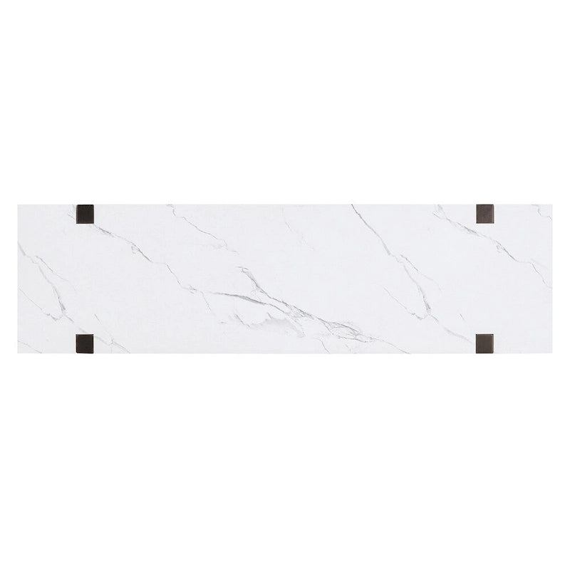 Retro Elegant Console Table with Marble-Effect Top & Versatile Storage