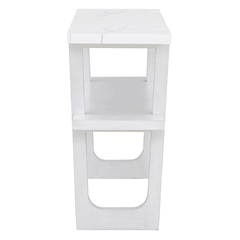 Retro Elegant Console Table with Marble-Effect Top & Versatile Storage