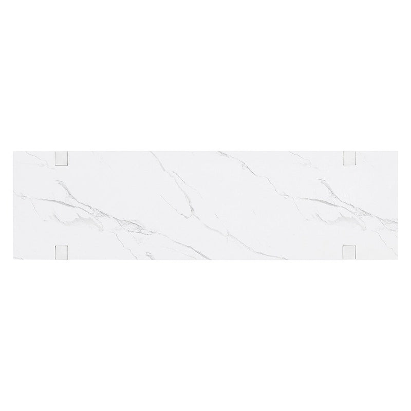 Retro Elegant Console Table with Marble-Effect Top & Versatile Storage