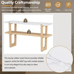 Retro Elegant Console Table with Marble-Effect Top & Versatile Storage