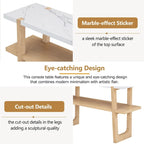 Retro Elegant Console Table with Marble-Effect Top & Versatile Storage