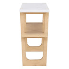 Retro Elegant Console Table with Marble-Effect Top & Versatile Storage