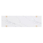 Retro Elegant Console Table with Marble-Effect Top & Versatile Storage