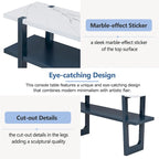 Retro Elegant Console Table with Marble-Effect Top & Versatile Storage
