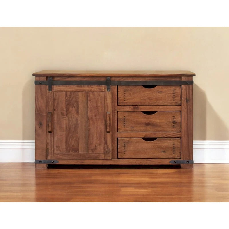 HomeRoots 50 Mobile TV con contenitore chiuso in legno massello marrone anticato - 50" X 34.75" X 17.75"
