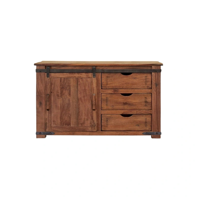 HomeRoots 50 Mobile TV con contenitore chiuso in legno massello marrone anticato - 50" X 34.75" X 17.75"