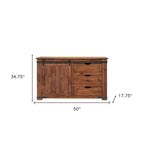 HomeRoots 50 Brown Solid Wood Enclosed Storage Distressed TV Stand - 50' X '34.75' X '17.75