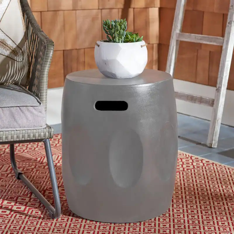 SAFAVIEH Zuri Tavolino d'appoggio in cemento per interni/esterni (grigio scuro) - 16W x 16D x 18H