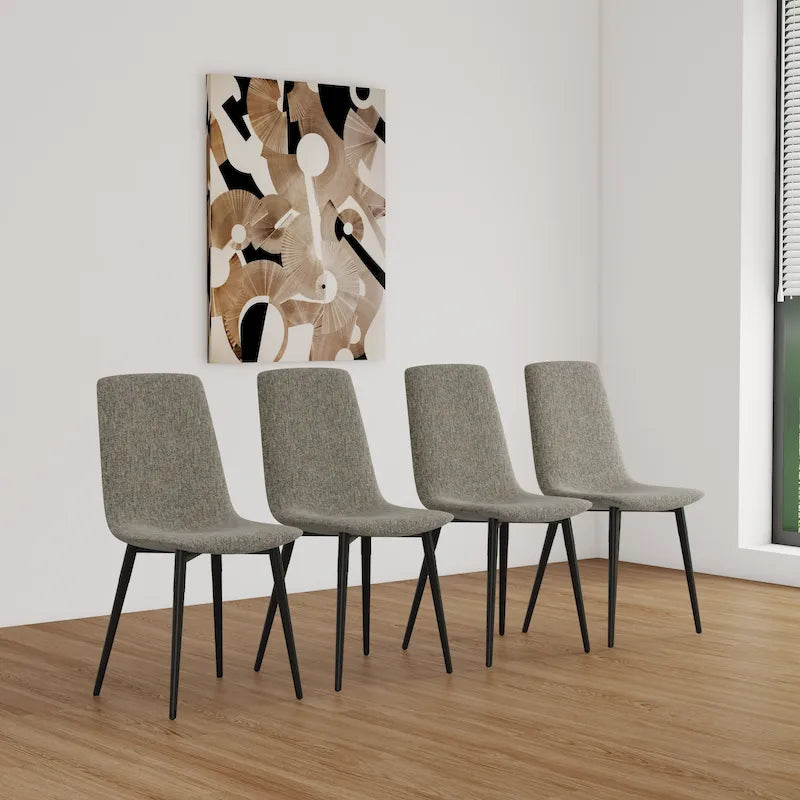 Set di 4 sedie da pranzo moderne da cucina con gambe in metallo nero