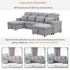 Divano componibile a U trasformabile in ciniglia da 110" Oversized con letto estraibile, doppi chaise longue contenitore e 2 porte USB