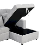 Divano componibile a U trasformabile in ciniglia da 110" Oversized con letto estraibile, doppi chaise longue contenitore e 2 porte USB
