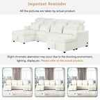 Divano componibile a U trasformabile in ciniglia da 110" Oversized con letto estraibile, doppi chaise longue contenitore e 2 porte USB