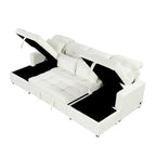 Divano componibile a U trasformabile in ciniglia da 110" Oversized con letto estraibile, doppi chaise longue contenitore e 2 porte USB