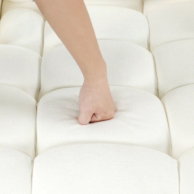Divano componibile a U trasformabile in ciniglia da 110" Oversized con letto estraibile, doppi chaise longue contenitore e 2 porte USB