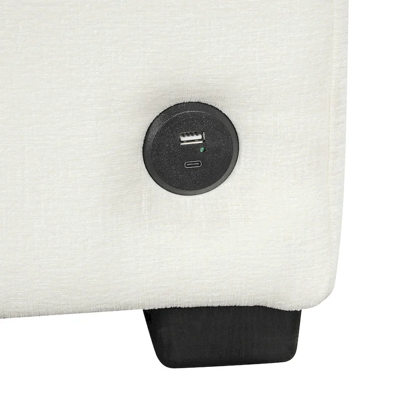 Divano componibile a U trasformabile in ciniglia da 110" Oversized con letto estraibile, doppi chaise longue contenitore e 2 porte USB