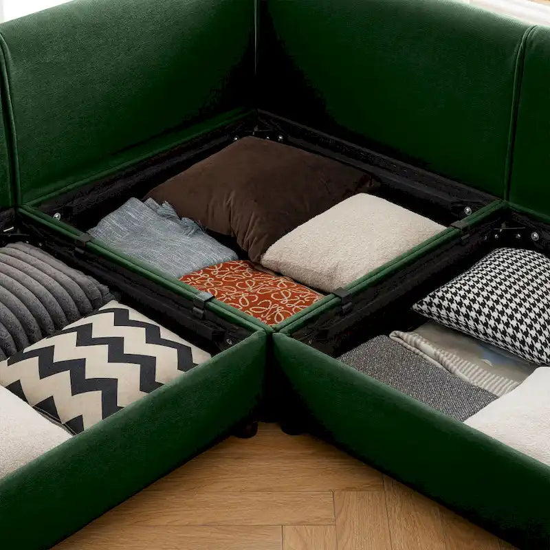 75.5 Chenille Upholstered 2-Seater Modular Sectional Sofa with Storage Seat, DIY Combination