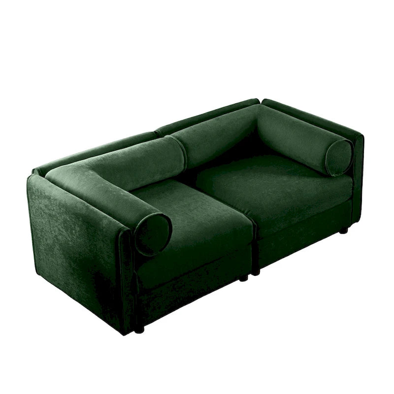 75.5 Chenille Upholstered 2-Seater Modular Sectional Sofa with Storage Seat, DIY Combination