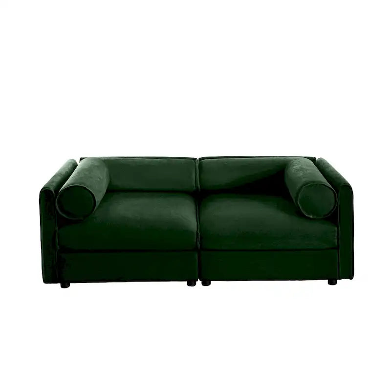 75.5 Chenille Upholstered 2-Seater Modular Sectional Sofa with Storage Seat, DIY Combination