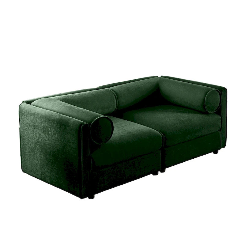 75.5 Chenille Upholstered 2-Seater Modular Sectional Sofa with Storage Seat, DIY Combination
