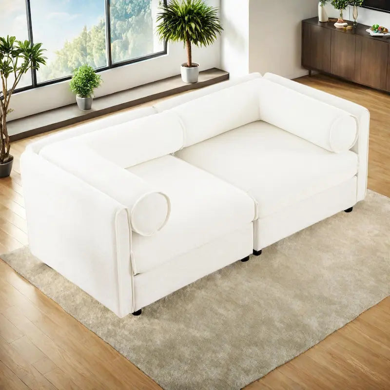75.5 Chenille Upholstered 2-Seater Modular Sectional Sofa with Storage Seat, DIY Combination