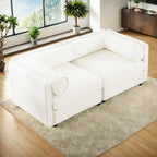 75.5 Chenille Upholstered 2-Seater Modular Sectional Sofa with Storage Seat, DIY Combination