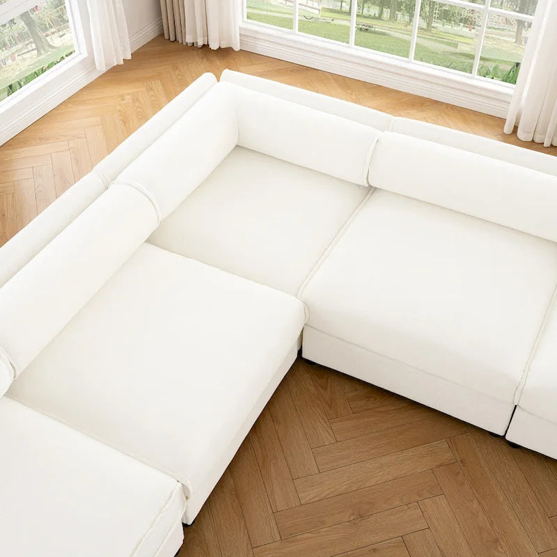 75.5 Chenille Upholstered 2-Seater Modular Sectional Sofa with Storage Seat, DIY Combination