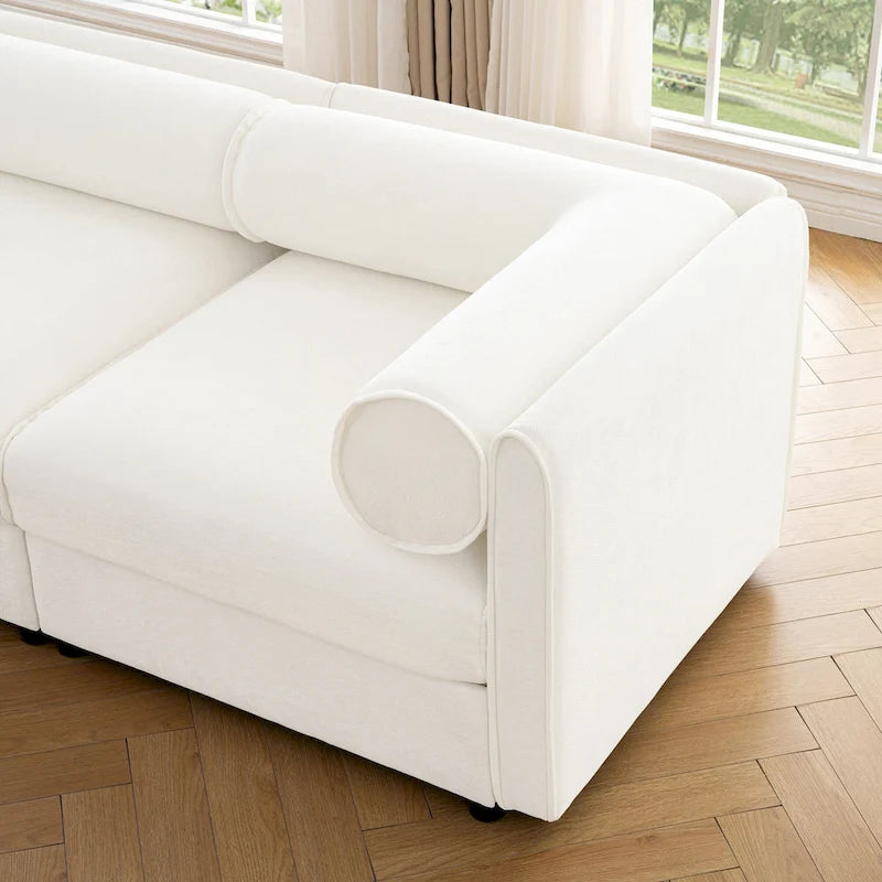 75.5 Chenille Upholstered 2-Seater Modular Sectional Sofa with Storage Seat, DIY Combination