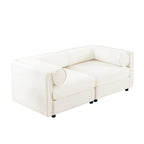 75.5 Chenille Upholstered 2-Seater Modular Sectional Sofa with Storage Seat, DIY Combination