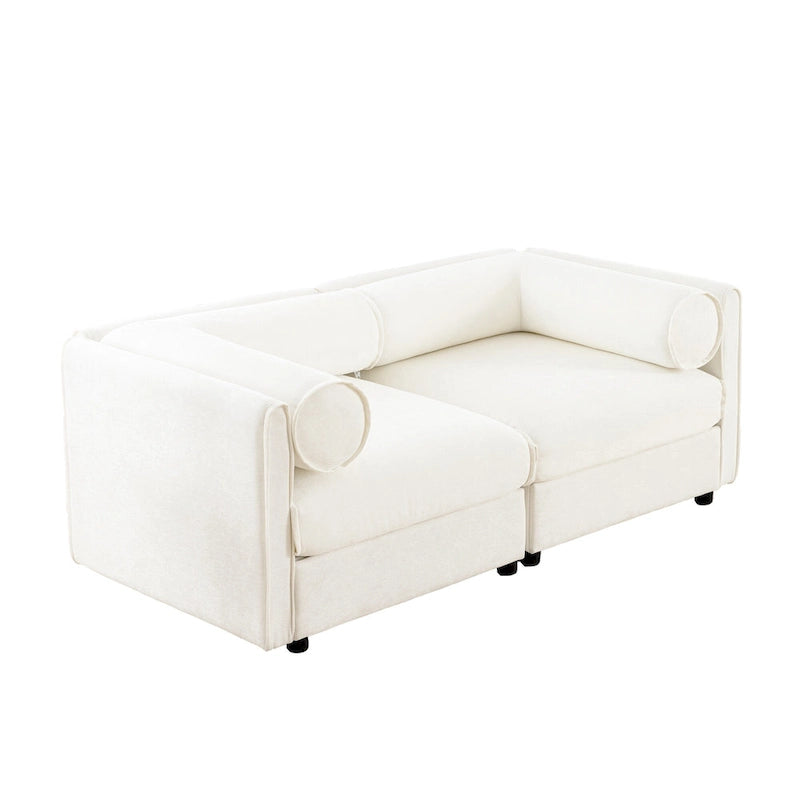 75.5 Chenille Upholstered 2-Seater Modular Sectional Sofa with Storage Seat, DIY Combination