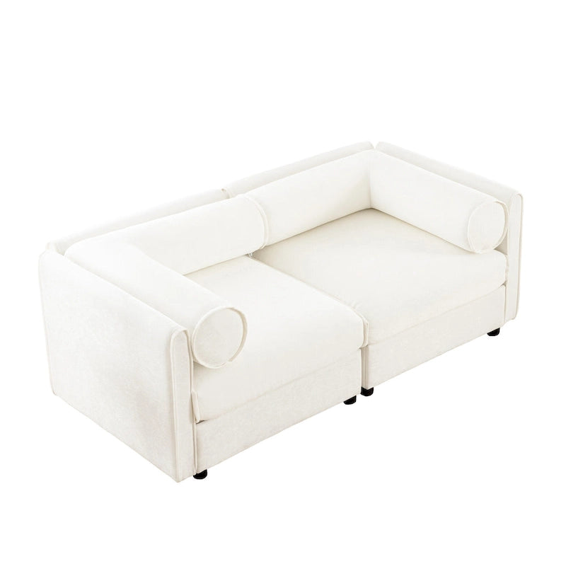 75.5 Chenille Upholstered 2-Seater Modular Sectional Sofa with Storage Seat, DIY Combination