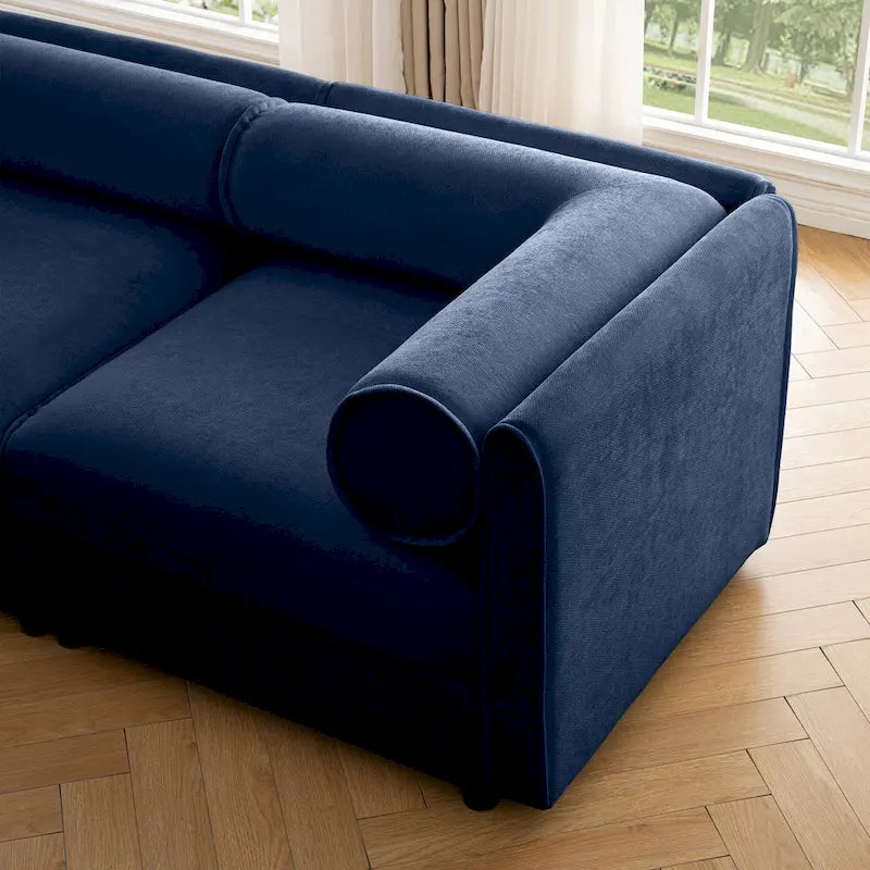75.5 Chenille Upholstered 2-Seater Modular Sectional Sofa with Storage Seat, DIY Combination
