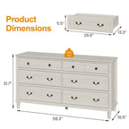 Light Grey 6-Drawer Dresser for Bedroom
