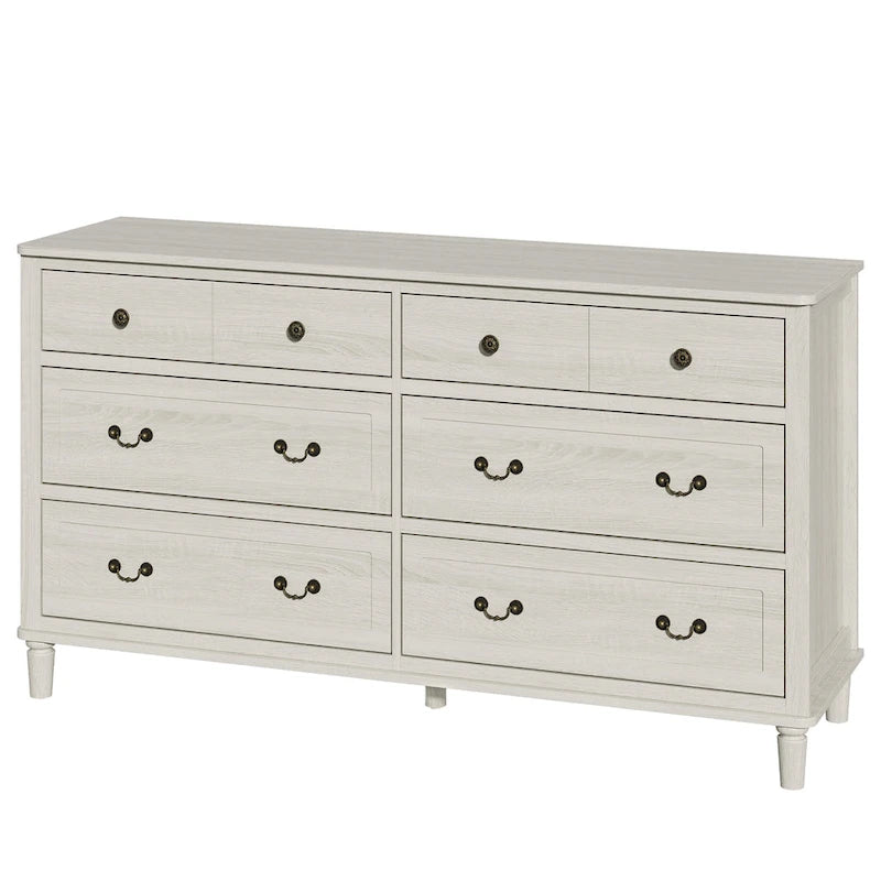 Light Grey 6-Drawer Dresser for Bedroom
