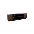Bridgevine Home Aria 85 inch TV Stand for TVs up to 95 inches, No Assembly Required, Black and Walnut Finish