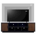 Bridgevine Home Aria 85 inch TV Stand for TVs up to 95 inches, No Assembly Required, Black and Walnut Finish